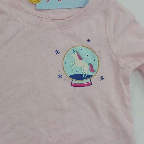 Cat & Jack Long Sleeve T Shirt Pink Snow Globe Unicorn Baby Girl Size 12 Months - Picture 2 of 5